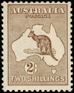 2/- Brown with "Broken shading lines below 'O' of POSTAGE and in the Gulf". Fresh.