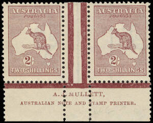 2/- Maroon, Mullett imprint pair; BW.38zc. A few minor tone spots which do not detract. Cat. $1,000.
