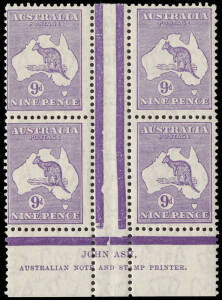 9d Violet, Ash Imprint (Plate 4, first state) block, MLH/MUH. BW:29(4)z - $700.