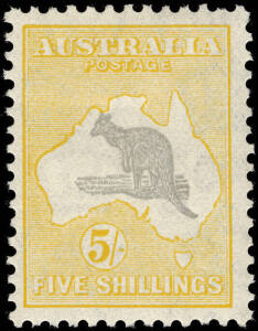 5/- Grey & Yellow; nicely centred.