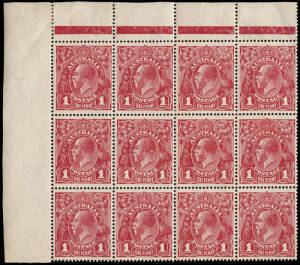 1d Carmine-Rose, upper left corner block. Very well centred & fresh.