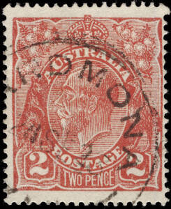 2d Red, FU single with Sept.1923 cds; showing the dramatic "Retouched face" variety. BW:96(14)d. A fine example with the postmark clear of the variety.