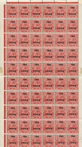 Group with KGV 1d Engraved L imprint strip 4*; KGV &frac12;d Green irregular blk.18**/* with 2 listed varieties (BW.65(7)f & k); KGV "TWO PENCE" on 1&frac12;d pane of 60**/* with o'pt variety; 1927 1&frac12;d Canberra sheet of 80**/*; 1929 1&frac12;d W.A. full sheet of 80**/*; 1930 