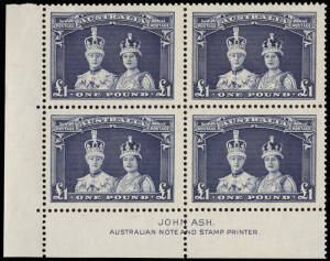 5/-, 10/- & &pound;1 Robes (Thick paper) Ash Imprint blks.4; superb.