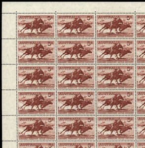 1961-64 (SG.327) 5/- Cattle, cream paper full sheet with perf pips at the bottom; BW.373ba. Very fine and fresh.