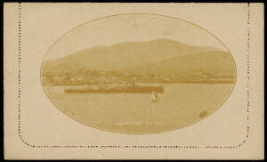 1917 Divided Reply Card - Outward Half 1d Full-Face KGV (BW:LC31): "HOBART, FROM THE BAY" (Scene 63) in ochre Unused.