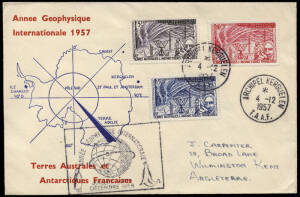 1957-80 French Antarctic Territories collection of FDCs plus various expedition covers. Many of the FDCs are unaddressed and incl. registered and signed covers. Fine throughout, substantial catalogue value.