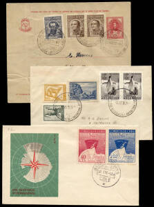 1947 to 1980's collection of South American Antarctic Covers with 120+ from Argentina, 45+ from Chile, a few from Brazil, Uruguay and Peru. All with a diverse range of postmarks, cachets etc, some duplication, fine throughout.