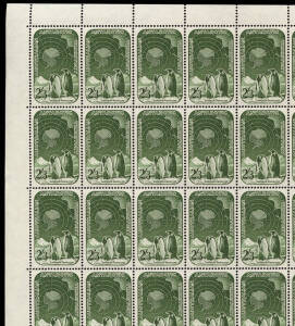 1959 (SG.2-5) 5d on 4d, 8d on 7d, 1/- & 2/3 set of 4, in full sheets of 120 (5d) or 80. The 8d and 2/3 with perf. pips. The 8d and 1/- with the sheet value in red biro on the top margin. Superb unfolded.