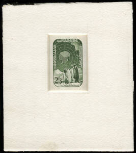 1959 (SG.5) 2/3 green DIE PROOF on white wove paper; imperforate and mounted in sunken card, with CBA handstamp on reverse. One of only nine produced, this one from the Estate of W.L. Russell (Stamp Advisory Committee) numbered "20". Superb. BW:AAT6DP(1).