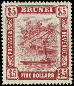 1908-22 (SG.47) $5 Carmine on green. VFU. Cat.&pound;275.