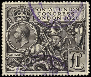 1929 (SG.438) &pound;1 Postal Union Congress. Well centred, VFU with violet cancels.