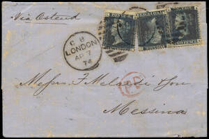 Range; QV/KEVII group (14) incl. 1874 cover to Messina franked with (SG.47) 2d blue, Pl. 14 x3, 1884 OHMS Juror's Citation entire FU, and a bundle of 1879-1910 postal stationery to Australia; 1930 usage of KEVII &frac12;d green crn pairs with control "D4" on a l