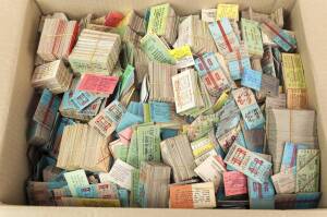 RAILWAY: EDMONDSON TICKETS, NSW & VICTORIA. A box containing a huge assortment of all sorts of tickets, mainly Edmondsons.  Chiefly unused, but a handful of used. Inspection will reward. Has to be plenty of finds. Generally very good to Mint condition.