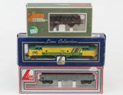 MODEL RAILWAYS: LIMA: VLine A Class Bicentenary Diesel Locomotive, with Rolling Stock Comprising of a FS Open Freight Car Loaded with Steel Coils (2812), Large Open Freight Car (309037). Most mint in original cardboard packaging. (3 items)