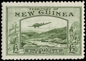 1935 (SG.205) &pound;5 emerald-green, Bulolo Goldfields airmail. Fine and fresh, MLH.