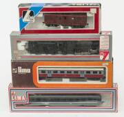 MODEL RAILWAYS: LIMA: Class 38 Steam Locomotive (201716), with Rolling Stock Comprising of a SNCF Trans Euro Nuit Passenger Car (205161W), Pretoria Passenger Car (9147), Small Guard Car (309342S). All mint in original cardboard packaging. (4 items)