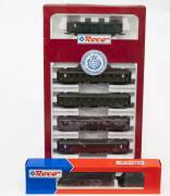 MODEL RAILWAYS: ROCO: Steam Locomotive with Tender BR 44 DR (43351), Plus Rolling Stock. Comprising of 5 piece W&uuml;rttemberger Car Set (44096). All mint in original cardboard packaging. (2 items)&nbsp;