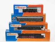 MODEL RAILWAYS: ROCO: BR 23 Steam Locomotive (43249), with rolling stock, comprising of 3rd class C3tr DRG Passenger Car (45413), 3.Kl.der DB Express Train Wagon (44538), 2.Kl SBB Person Wagon (44200B). All mint in original cardboard packaging. (4 items)&nbsp;