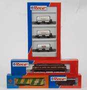 MODEL RAILWAYS: ROCO: Diesel Locomotive NSB 3.641 (63472) Plus Rolling Stock, Comprising of Tank Car Three Piece Set (44049), &lsquo;VAM Recycling&rsquo; Waste Car (4370A), DB Small Animal Car (46035). All mint in original cardboard packaging. &nbsp;(4 items)