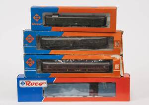 MODEL RAILWAYS: ROCO: Steam Locomotive with Tender DR C1 0525-4 (63266), Plus Rolling Stock. Comprising of DSG Sleeping Car (4292), DB Luggage Car (4220S), 1st & 2nd Class Passenger Car. All mint in original cardboard packaging. (4 items)