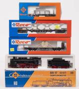 MODEL RAILWAYS: ROCO: DB BR 17 (S101) Steam Locomotive (04115A), with Rolling Stock Comprising of DB Rung wagon Loaded with Marble Blocks (47219), DRG Rung Wagon with Brakeman&rsquo;s Cab and Cable Reel (47194), DB Flat Car (44313A). All mint in original cardbo