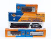MODEL RAILWAYS: ROCO: DB Steam Locomotive BR 01 (04119B), with Rolling Stock Comprising of FS Telescopic Hood Car (4395G), OBB Covered Freight Car (4305F), DB Open Coal Freight Car (4309S). All mint in original cardboard packaging. (4 items)