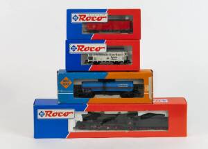 MODEL RAILWAYS: ROCO: K.W.St.E. BR 18.1 Steam Locomotive with Tender (43259) with Rolling Stock Comprising OBB Equipment Car (46286), SC Tank Car (4354C), DRG Covered Freight Car (46015). All mint in original cardboard packaging. (4 items)