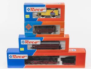 MODEL RAILWAYS: ROCO: DRG BR 01 01-069 Steam Locomotive with Tender (43316), with Rolling Stock Comprising of DB Freight Car (47265), DB Open Freight Car (4390A), KPEV Covered Freight Car ‘Erdal’ (47258). All mint in original cardboard packaging. (4 items