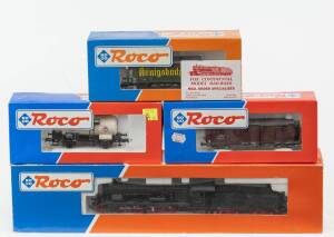 MODEL RAILWAYS: ROCO: DRG BR 18 137 Steam Locomotive with Tender (43218), with Rolling Stock Comprising of DB Covered Freight Car ‘Königsbacher’ (46003), CSD Tank Car (48040), OBB Covered Freight Car (34526). All mint in original cardboard packaging. (4 i