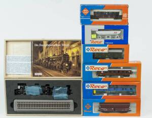 MODEL RAILWAYS: ROCO MUSEUMS EDITION: OBB 310.23 Ep V Steam Locomotive (43330), with Rolling Stock Comprising of DB Self-Unloading Car (4386A), DB Covered Freight Car (4302), NEB Open Freight Car Loaded with Gravel (46905), OBB 2nd Class Passenger Car (34