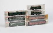 MODEL RAILWAYS: FLEISCHMANN: HO Scale collection of coaches comprising #5063K, 5064K, 5078K, 5079K, 5080K, 5081K & 5082K, All NIB. (7 items).