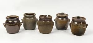 BENDIGO POTTERY A collection of salt glazed stoneware canisters