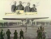 AUTOGRAPHS: Original signatures of Charles Kingsford Smith, Charles Ulm and James Warren, each signed on piece & mounted on b/w photograph.