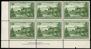 1959 (SG.6a) 3d Green Ball Bay, blocks and singles including Imprints. Cat.&pound;814.