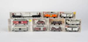 FLEISCHMANN: HO scale freight carriages comprising #5211K, 5220K, 5221K, 5296K, 5304K, 5307K, 5315K, 5316K, 5357K, 5358K & 5381K. All NIB. (11 items)