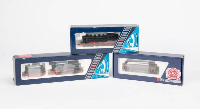 GUTZOLD: Steam locomotives BR 56 "Faulhaber"; 127 500; plus freight car 46100. NIB (3 items). 