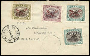 14 Mar.1931 (AAMC.P29) Port Moresby - Salamaua cover, flown by Guinea Airways. AAMC reports 'four covers are known'.