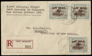 23 Mar.1932 (AAMC.P44) Port Moresby - Salamaua registered cover, flown by Orme Denny for Guinea Airways. [57 covers flown of which 24 were registered].