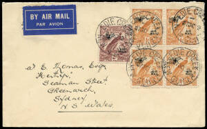 7 Oct.1932 Edie Creek Goldfields - Sydney cover, carried "per favour" to Wau, where it would have been carried by the regular flight to Port Moresby via Guinea Airways; thence by steamer to Sydney.