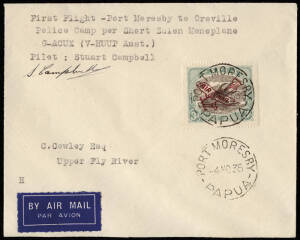 5-9 Nov.1935 (AAMC.P93) Port Moresby - Oroville Police Camp cover, flown & signed by Stuart Campbell in a Short Scion S16 Seaplane; the cover is also signed & dated by Cecil Cowley, the Officer in Charge. [89 flown].