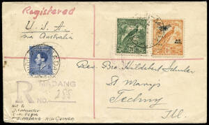 Aug.1938 registered airmail cover from MADANG to USA, with MADANG, SYDNEY, SEATTLE & TECHNY, Illinois backstamps.