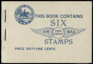 1927-72 (Sc.C10,25,39,51,60,64 & 78) Airmail booklets with 1927 6 x 10c Spirit of St Louis, 1941-44 6c (5), 1949 6c (2, with different back covers), 1958 7c blue (3), 1960 7c carmine, 1962 8c (2) and 1972 8 x 11c + 6 x 2c. Cat. Sc.$500+.