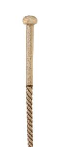A whale bone walking stick with whale's tooth Turkman's knot handle, 19th century