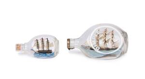 Two ships in bottles, early 20th century