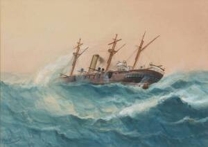 GEORGE FREDERICK GREGORY (junior) Steam Ship in Stormy Seas, watercolour on paper, signed lower left G.F Gregory