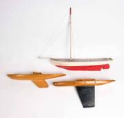 Group of four vintage folk art pond yachts, 20th century 