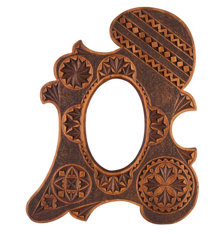 Two carved folk art picture frames, circa 1900 