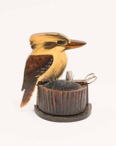 A pokerwork kookaburra sewing box