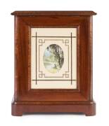 A rare exhibition cabinet, huon pine, fiddleback blackwood and mahogany with landscape watercolour panel back&nbsp;with accompanying note "cabinet of blackwood made by Arthur Bell at the age of 18, loaned by Bert Webb" circa 1880&nbsp; - 3
